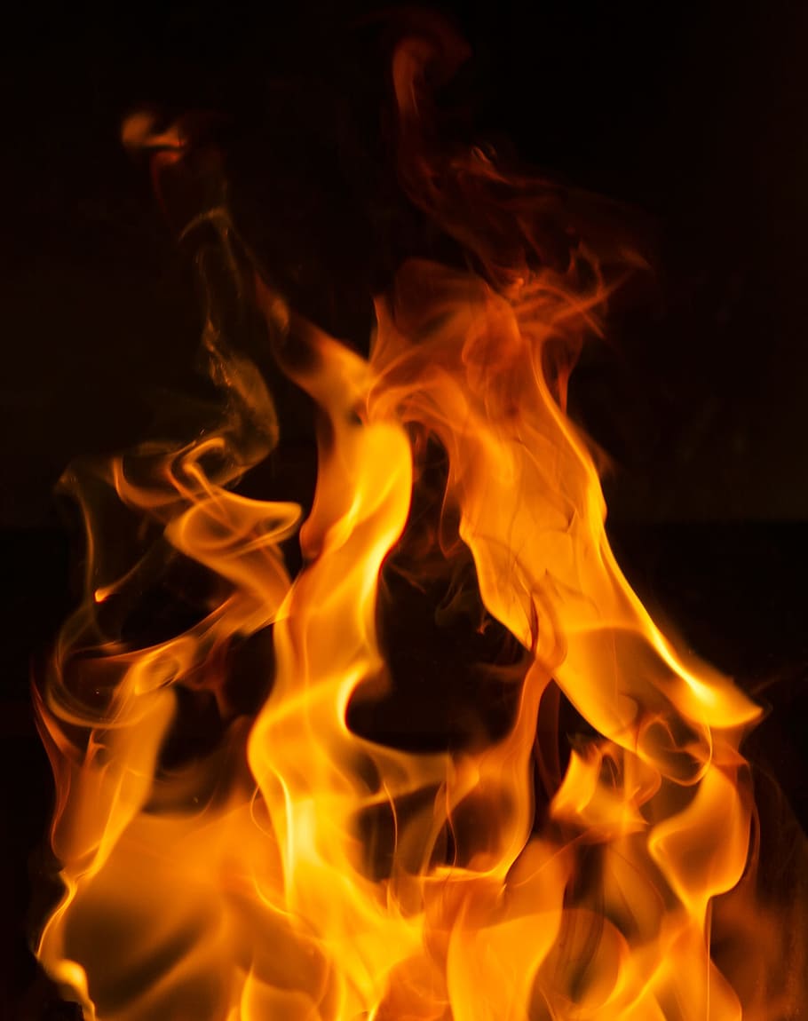 photograph of fire, flame, fire, forge, burning, heat - temperature, fire - natural phenomenon, black background, close-up, nature