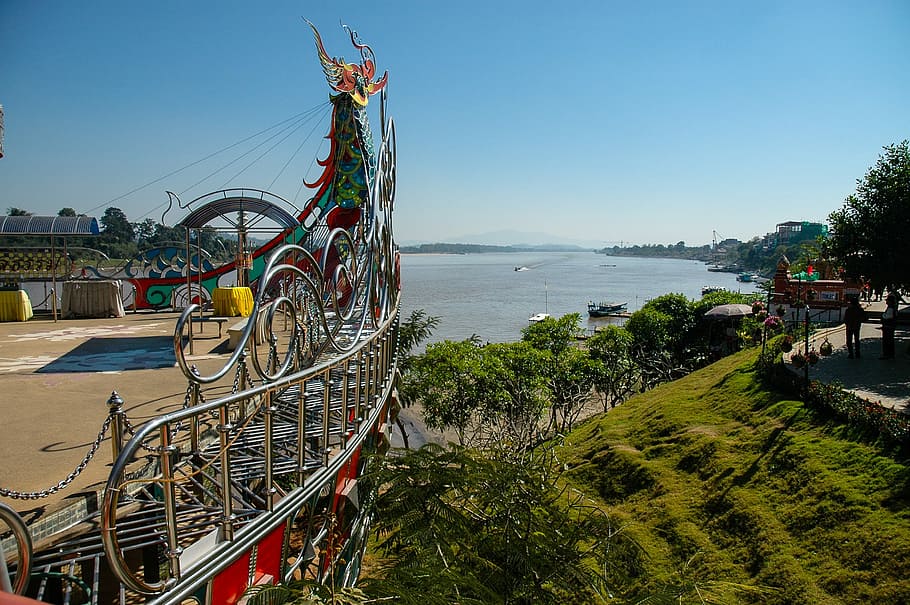 Mekong River, Golden Triangle, river, thailand, asia, beach, sky, rollercoaster, sea, outdoors