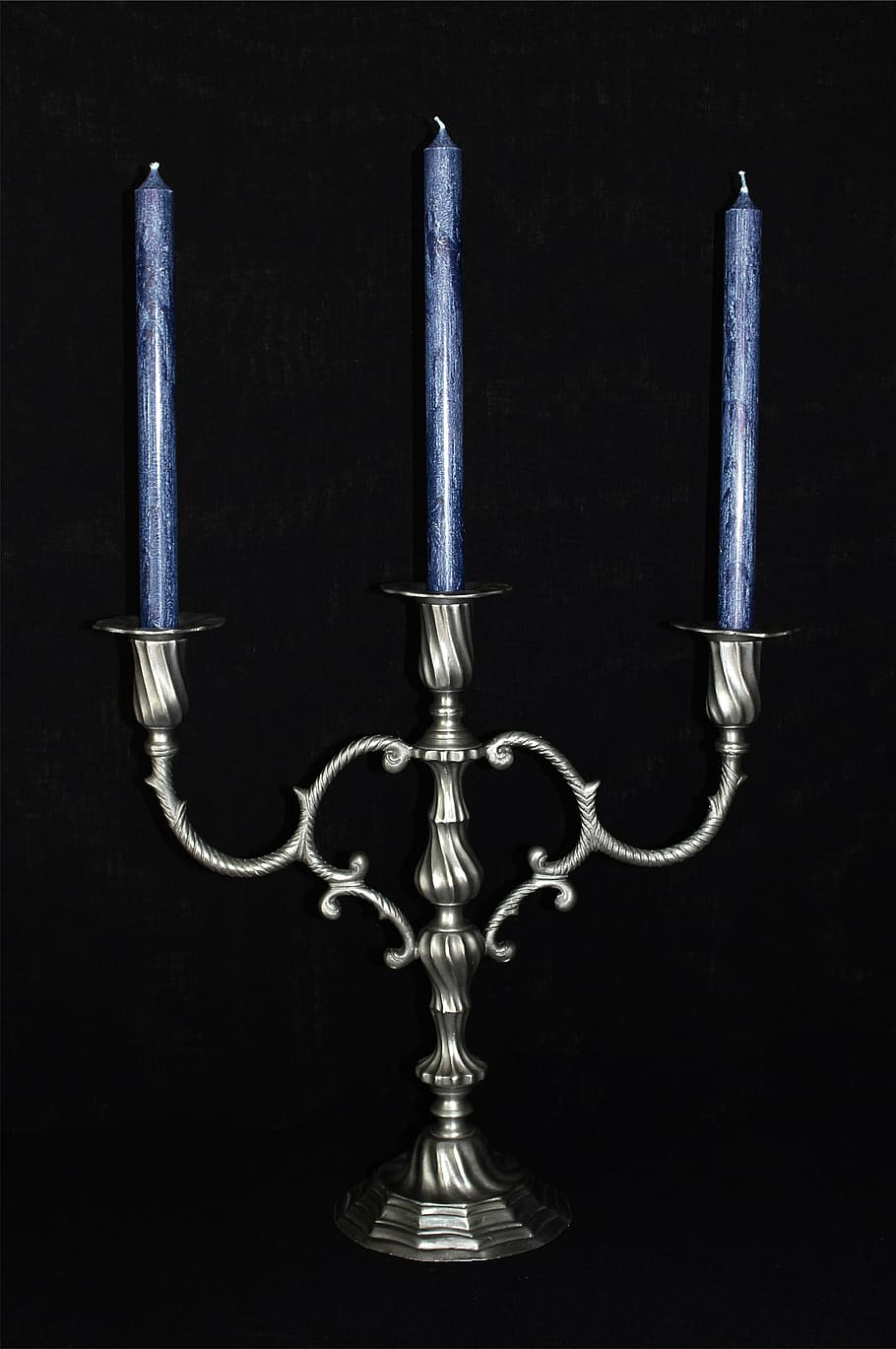 gray, 3-slot, 3- slot candelabra, candles, candlestick, tin chandeliers, three-armed, home decor, setup, style