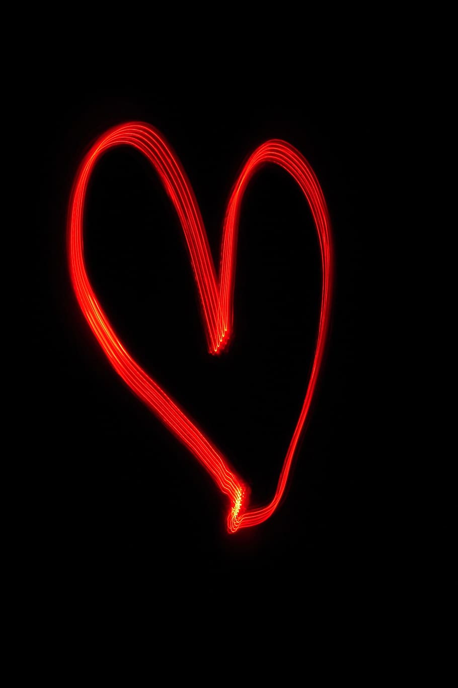 Light Painting, Heart, Love, Romantic, heart shape, red, studio shot, valentine's day - holiday, black background, positive emotion