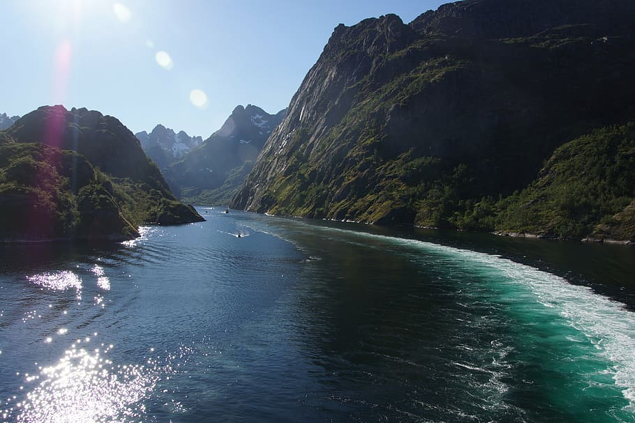 troll fjord, nimbly route, gateway, sidearm, raftsund, norway, nature, mountain, landscape, river