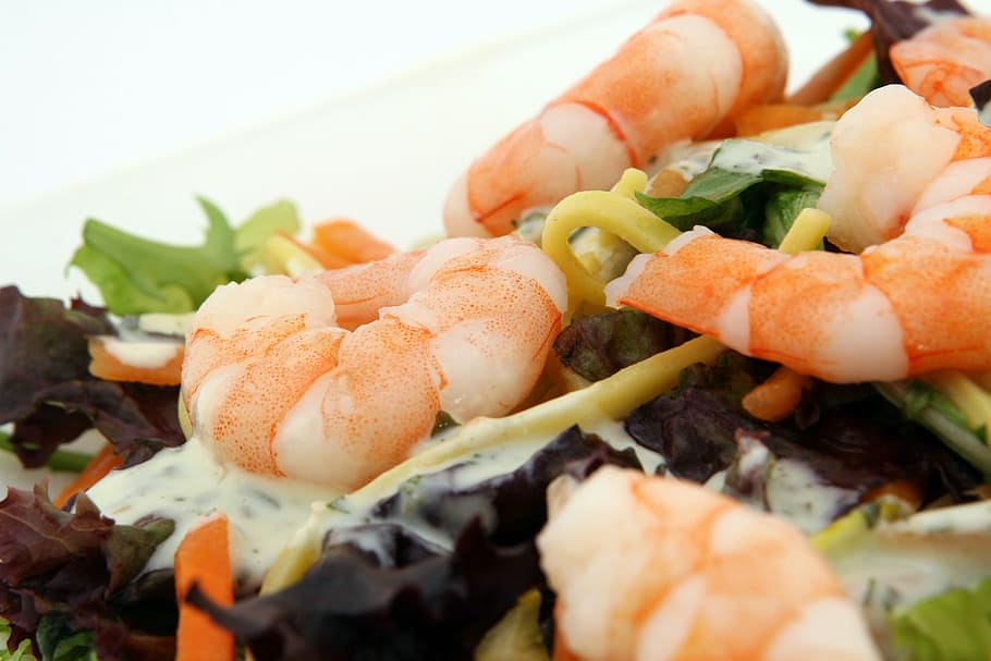 vegetable salad, shrimps, appetite, asian, calories, catering, cellulite, chinese, cholesterol, close up