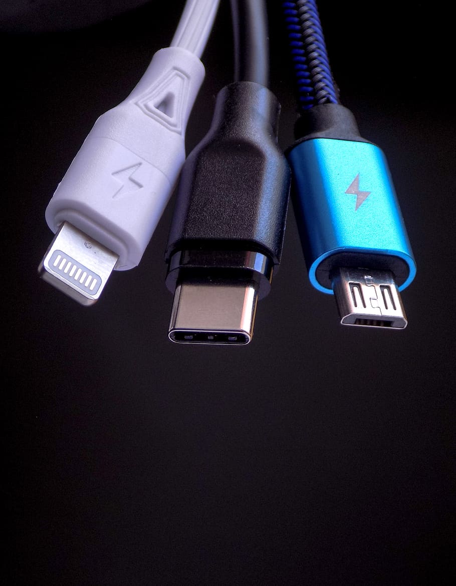 kabel, teknologi, Plugin, listrik, koneksi, usb, petir, usb c, micro usb, pemuatan