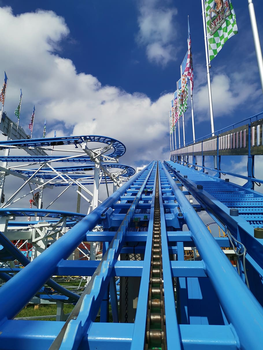 roller coaster, coaster lift, wild mouse, fair, theme park, ride, oktoberfest, reported, carnies, sky