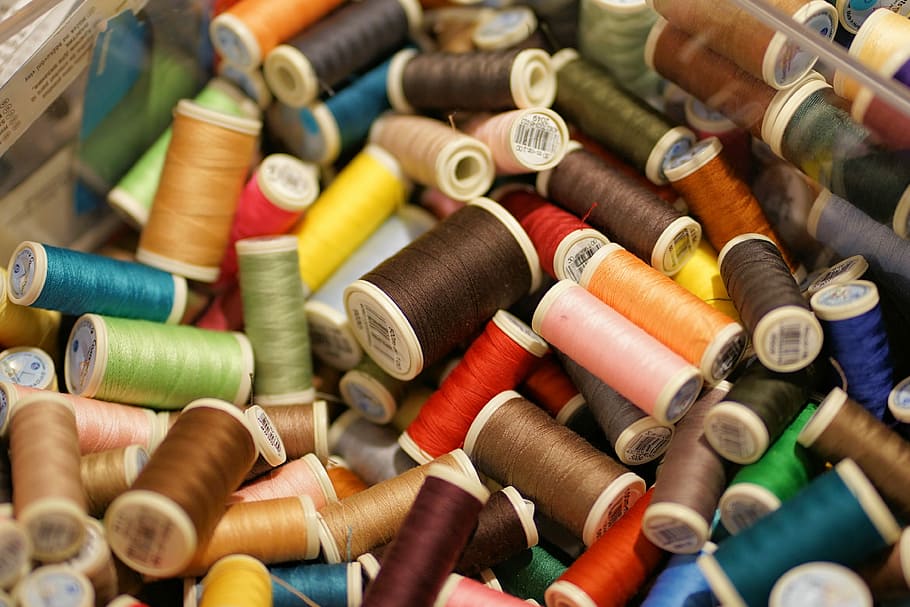 hilos de seda surtidos, hilo, color, coser, variación, bobina, hecho a mano, forma, colorido, schneider