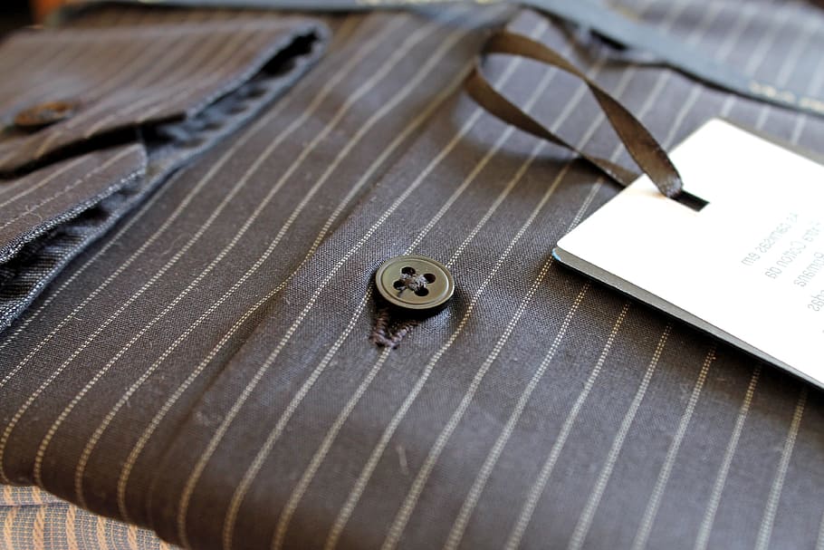 close-up photo, black, gray, striped, button-up shirt, Shirts, Men'S, Clothing, Social, men's clothing