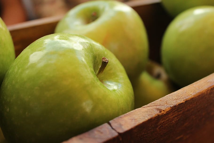 apel, close-up, makanan, buah-buahan, makanan dan minuman, makan sehat, warna hijau, apel - buah, kesegaran, tidak ada orang