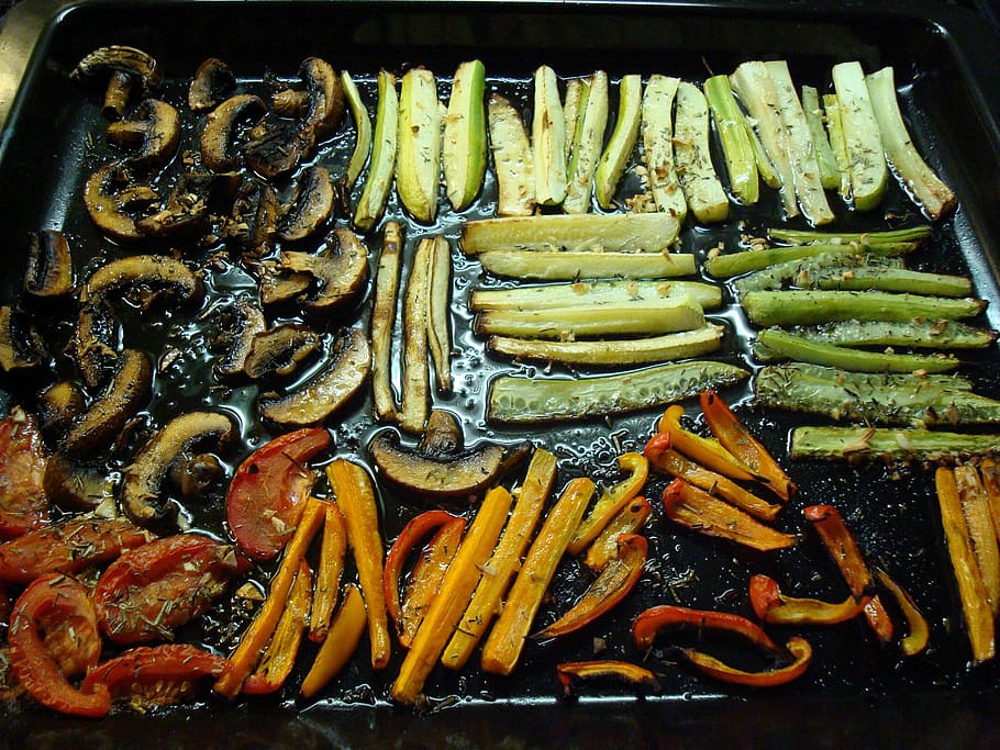 antepastos, legumes, marinado, óleo, grelhado, churrasco, grelha, suplemento, comer, saudável