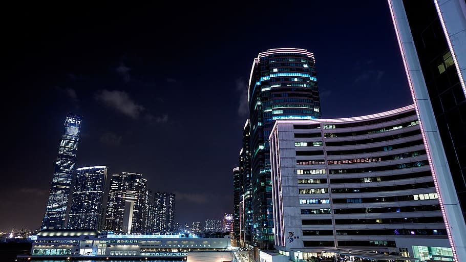 hong kong, night, china, city, cityscape, skyline, skyscrapers, building exterior, architecture, built structure