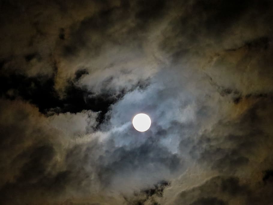 low, angle photo, full, moo, moon, full moon, moonlight, before lunar eclipse, mystical, night