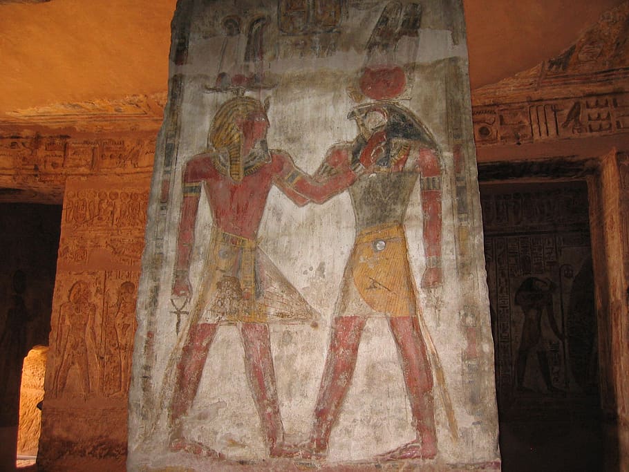 egyptian, pharaoh, archaeology, historic, antique, egypt, temple, wall painting, architecture, art and craft