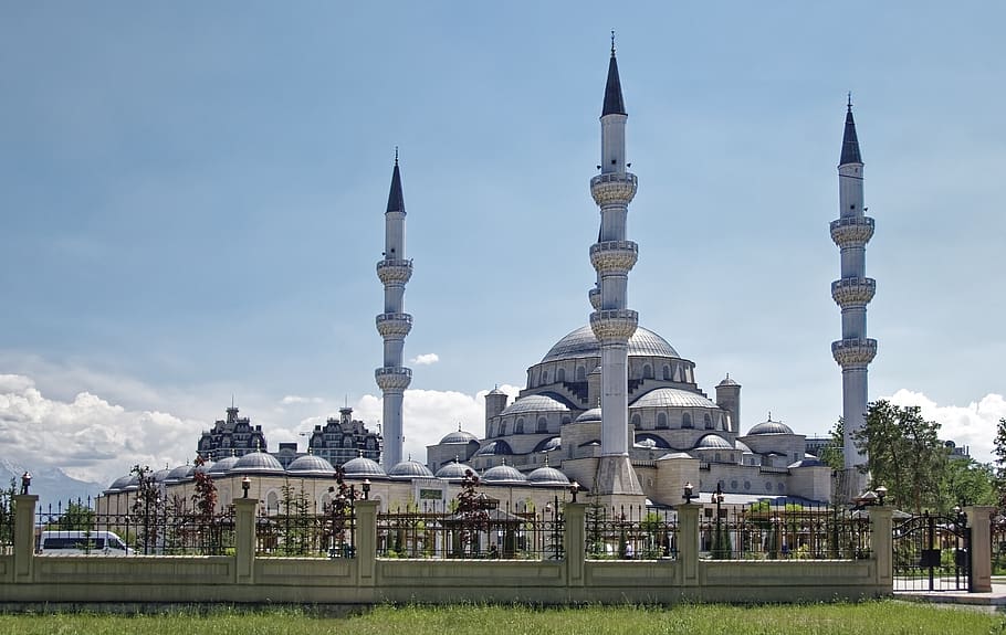 kyrgyzstan, bishkek, new central mosque, mosque, minaret, dome, architecture, building, islam, religion