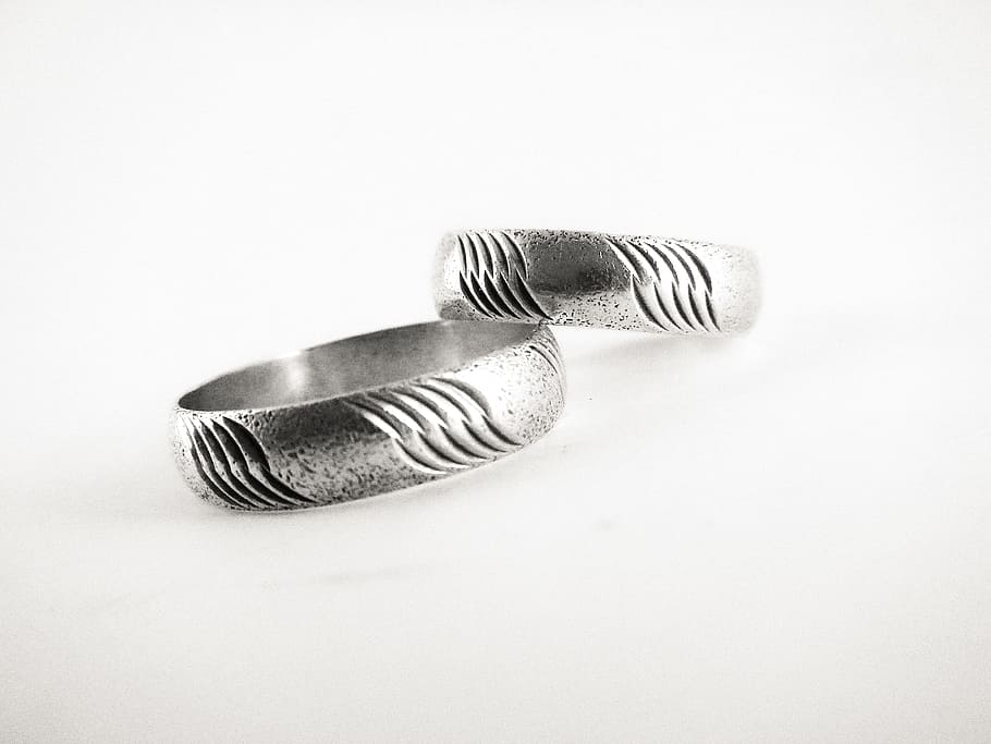 rings, hoops, marriage, couple, commitment, wedding, romance, silver, nuptials, studio shot