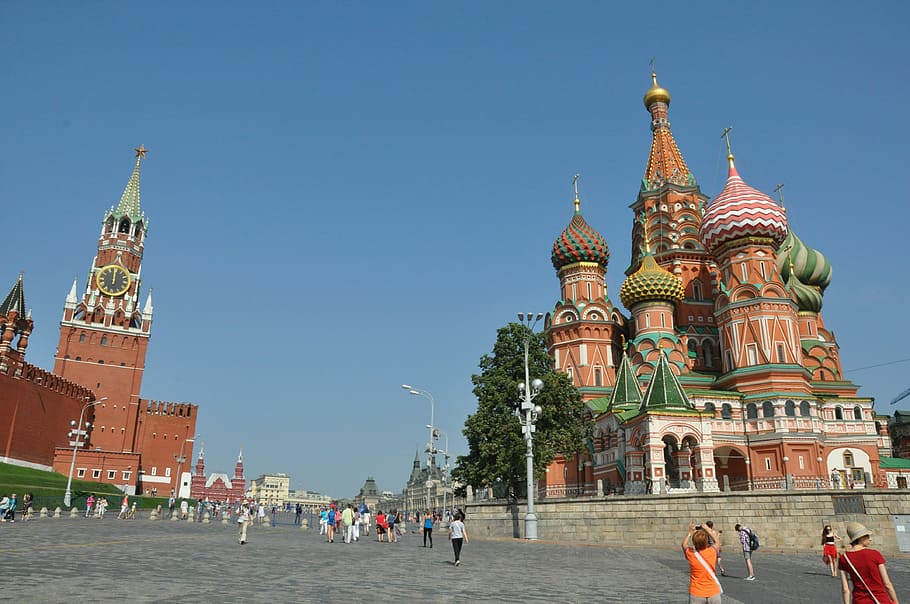 聖バジル, 大聖堂, ロシア, モスクワ, クレムリン, 時計, 旅行の目的地, 建築, 歴史, 澄んだ空