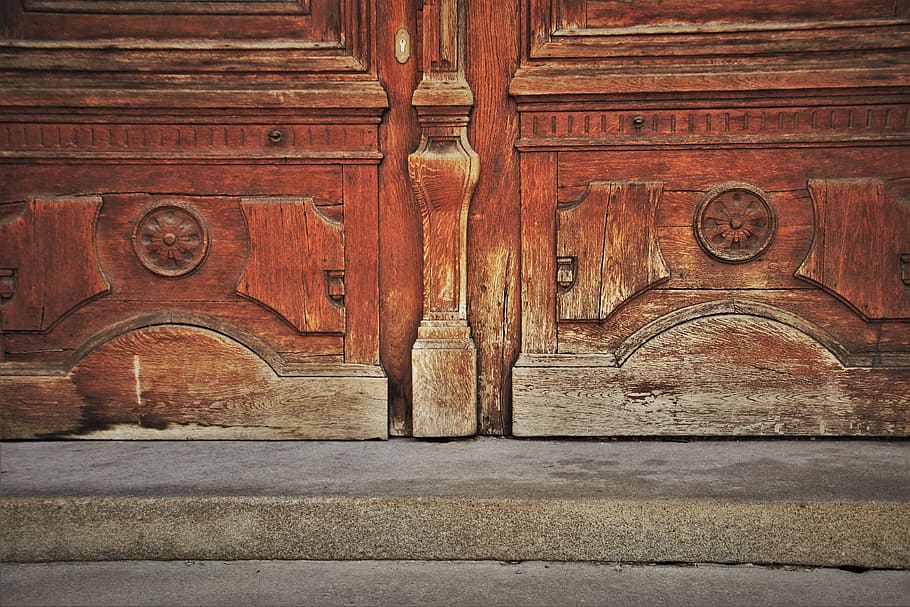 wooden, old door, uncomfortable, target, caries, extinct, entrance, in passing, wood, broken