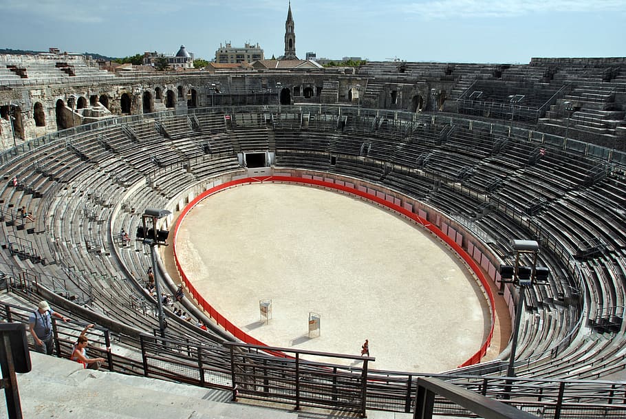amphitheatre, nimes, france, roman, monument, ruin, roman empire, amphitheater, ancient, sport