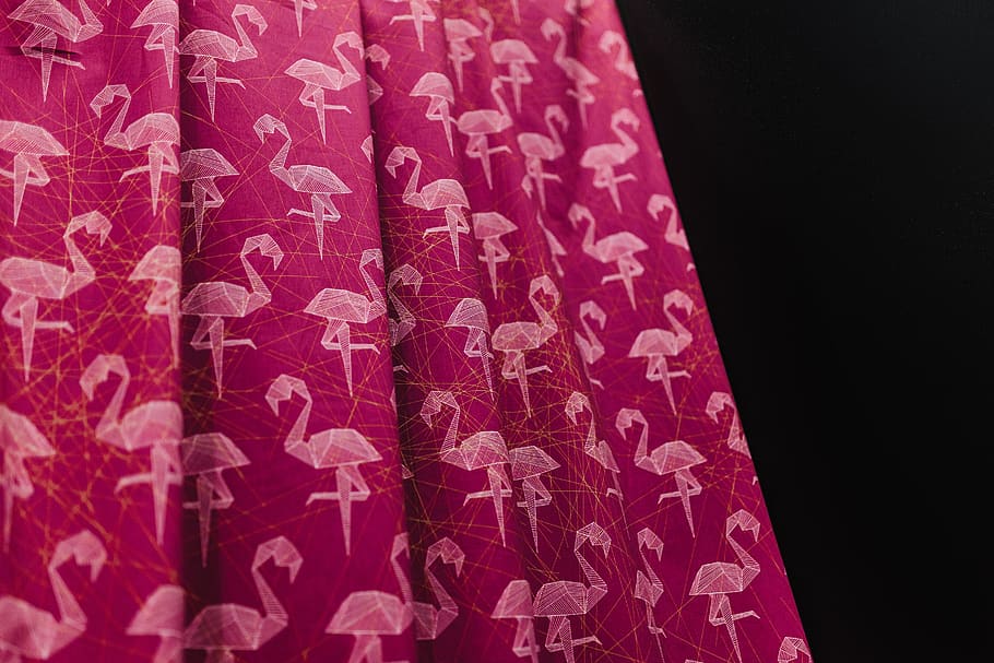 material, rosa, flamingo, tecido, têxtil, padrão, dentro de casa, close-up, sem pessoas, vermelho