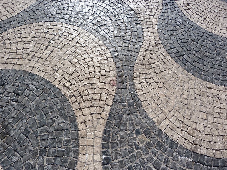 calçada, textura, cidade, mosaico, padronizar, quadro completo, calçada portuguesa, fundos, ninguém, texturizado