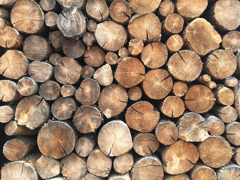 wood, logs, stack, wooden, lumber, cut, texture, material, brown, firewood