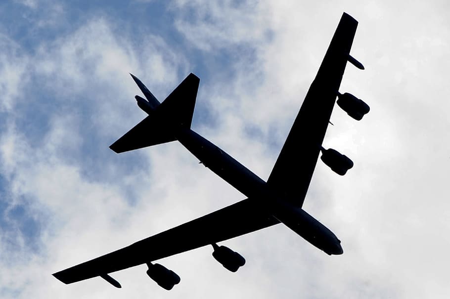aircraft, silhouette, air show, plane, jet, minot minot air force base, minot afb, north dakota, usa, b-52h