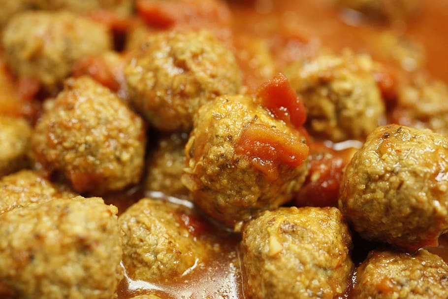 meat balls, food, spicy, sauce, meat, hot, fried, meal, dinner, barbecue