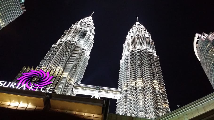 twin tower, malaysia, petronas twin towers, petronas towers, kuala lumpur, malaysia, skyscraper, building, high-rises, symmetry, tall