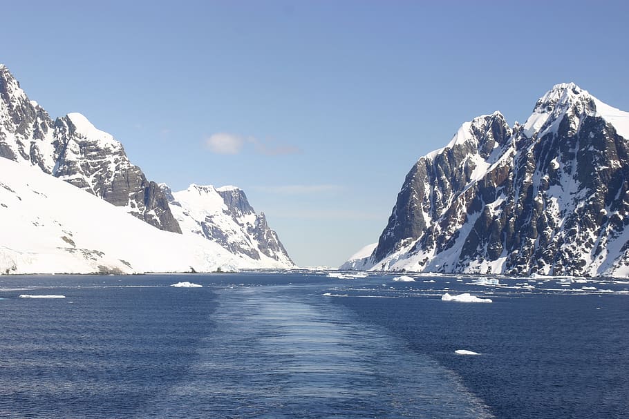 antarctica, pass, adventure, cold temperature, water, mountain, winter, scenics - nature, beauty in nature, sky