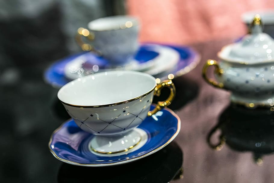 elegante, tazas de té, colección, tazas, té, taza, diseño, tetera, té - Bebida caliente, vajilla