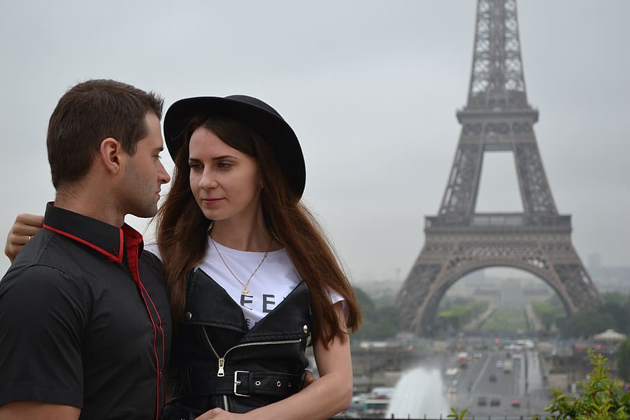 Perancis, cinta, romantis, pasangan, Paris, novel, perjalanan, jalan, potret, desain