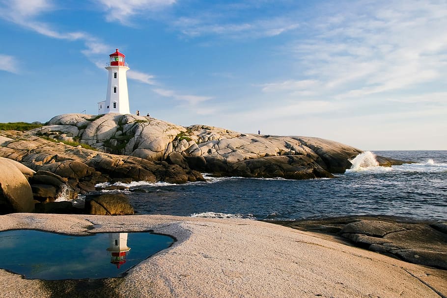 Faro, costero, paisaje, Nueva Escocia, Canadá, costa, fotos, océano, dominio público, rocas