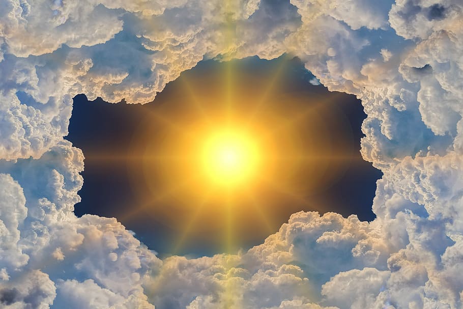sun, clouds illustration, cloud, climate, climate change, climate fluctuation, hole in the ozone layer, ozone, ozone layer, weather