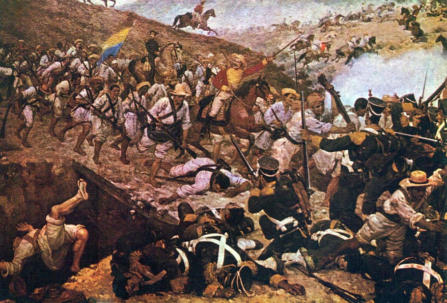 battle, boyacá, lots, soldiers, Battle of Boyacá, Colombia, art, battle of boyaca, painting, public domain