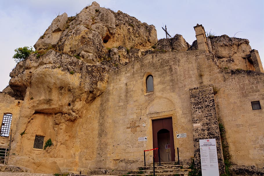 sassi, matera, church, old, ancient, italy, cave, culture, european, architecture
