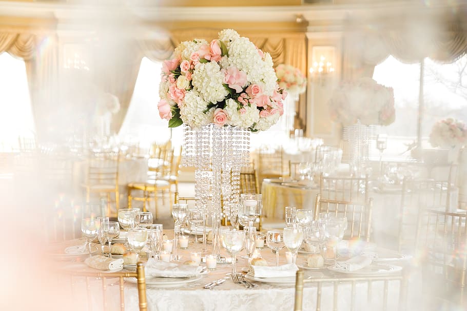 mesa de comedor, ramo, flores, boda, la ceremonia, rosa, decorativa, figura, amor, Flor