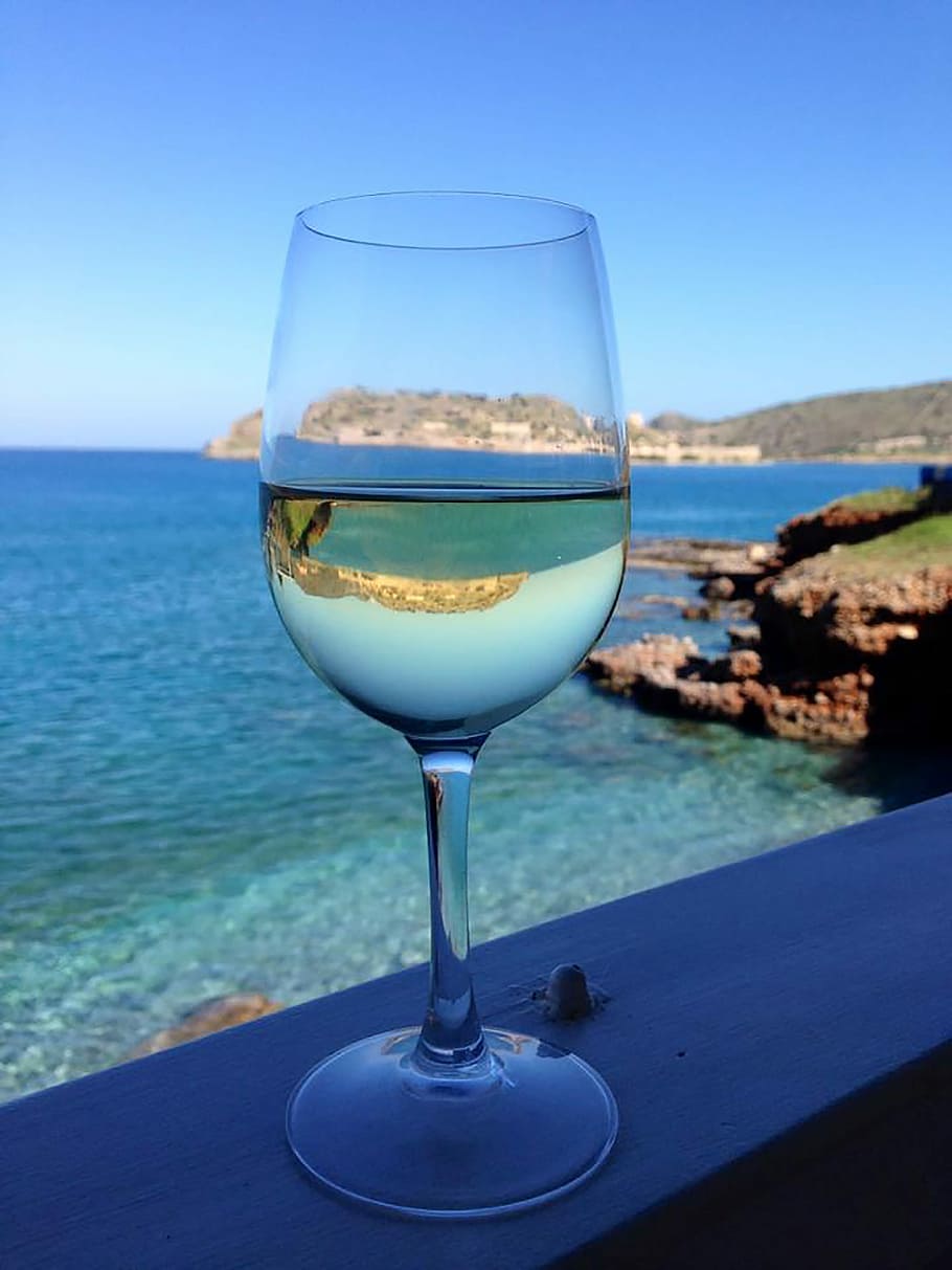 Wine, Glass, Spinalonga, Crete, Greece, wine, glass, alcohol, wineglass, drink, drinking glass