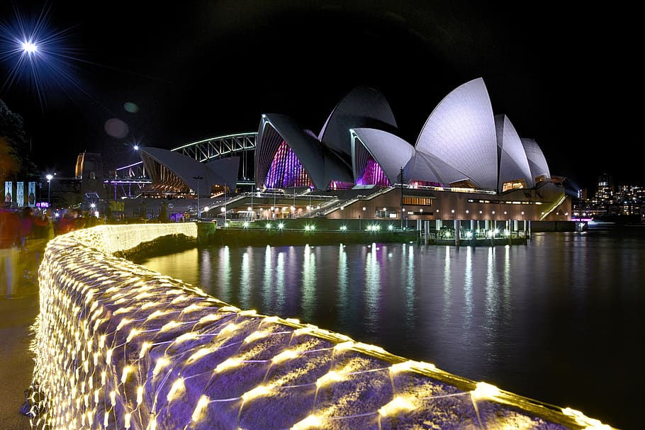 Sydney, Gedung opera Sydney, Australia, kota, tengara, perjalanan, air, Pemandangan kota, pemandangan, bangunan