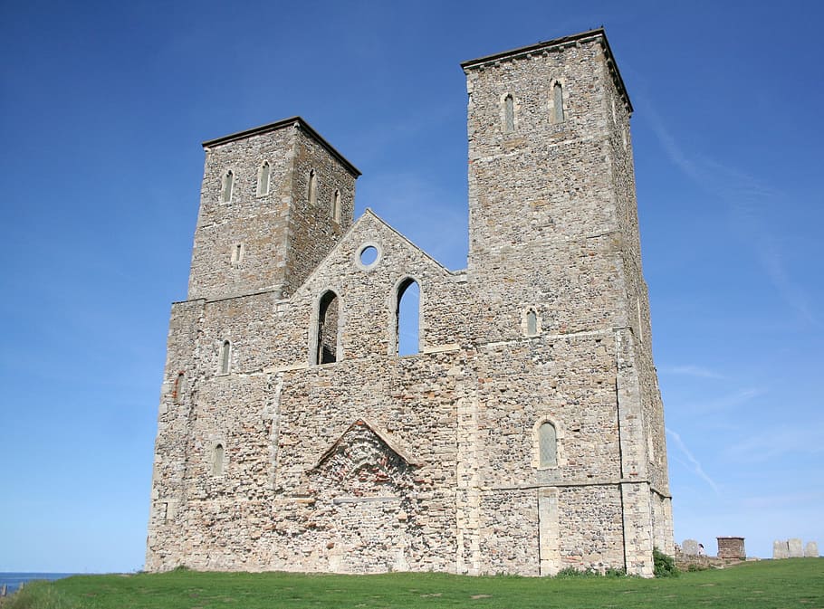 reculver, reculver towers, kent, english heritage, herne bay, thanet, roman, mediaeval, fort, church