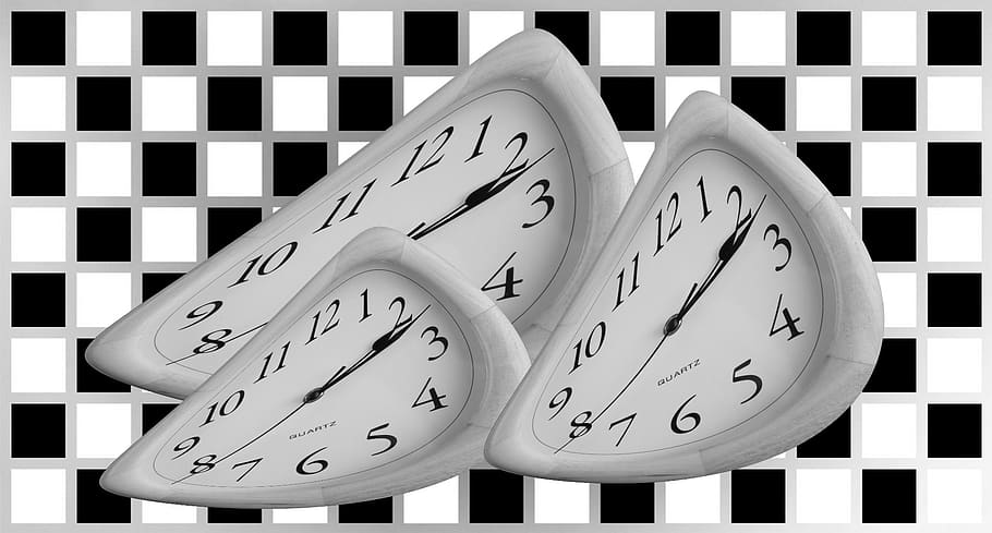 tempo, relógio, hora, minuto, segundo, branco, preto, tabuleiro de xadrez, praças, rosto