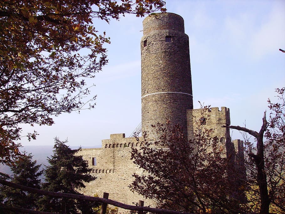 castle, germany, middle rhine, tower, building exterior, tree, plant, architecture, sky, built structure