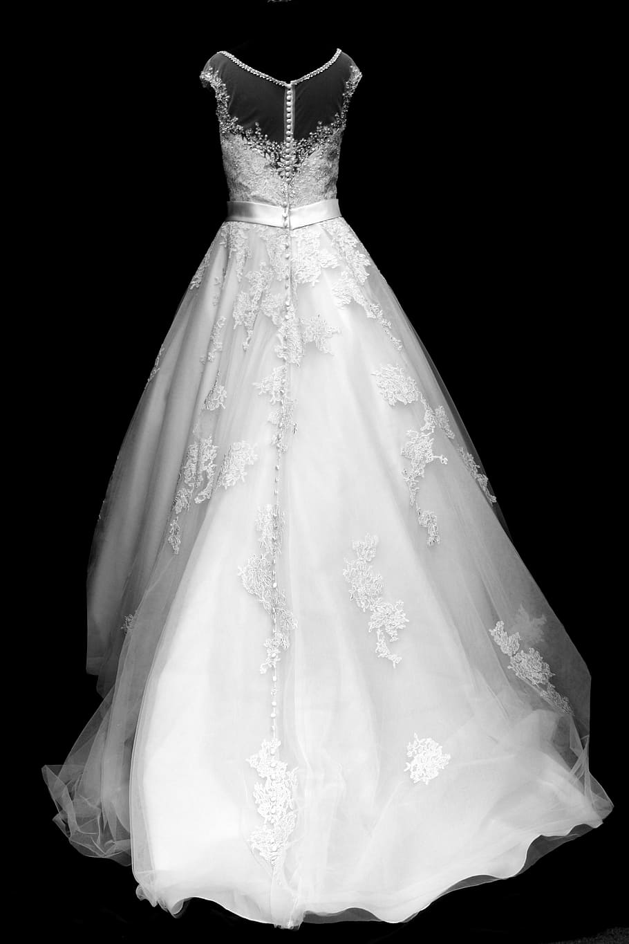 white, sleeveless wedding dress, black, background, fashion, elegant, dress, wedding, bride, style