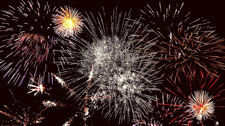 new year's eve, annual financial statements, new year's day, sylvester, new year 2016, midnight, fireworks, abstract, background, party
