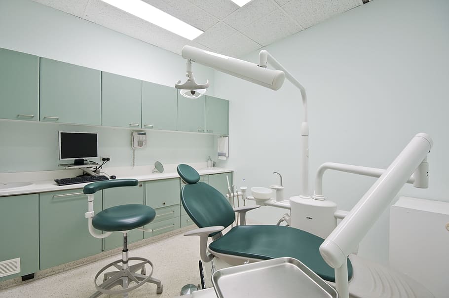 white medical equipment, dentist, dental office, dentistry, hospital, healthcare and medicine, indoors, medical clinic, domestic room, absence