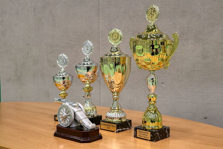 cups, tournament, trophy, scorer, profit, award, achievement, winning, success, still life