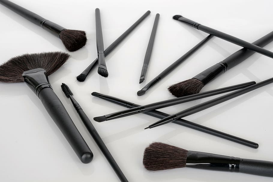 makeup brush, set, white, surface, brush, make up, cosmetics, applying, beauty Product, fashion