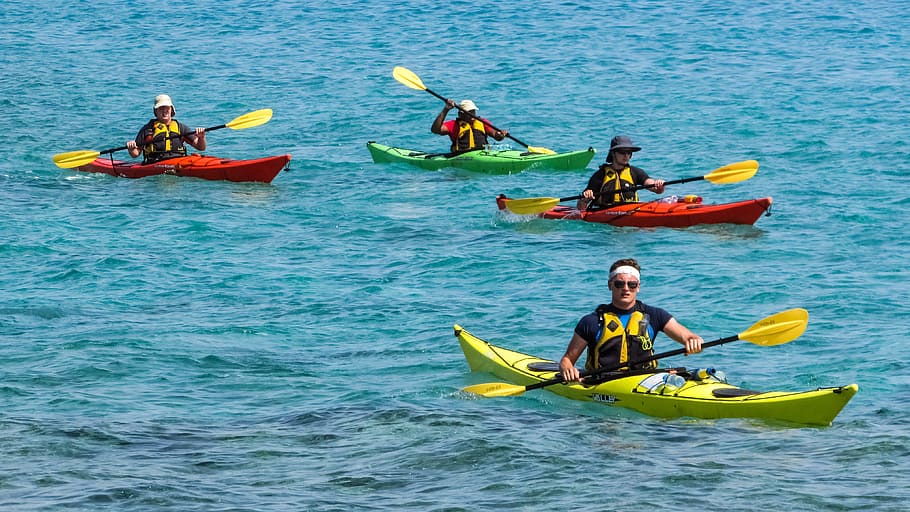 four, person, riding, body, water, Kayak, Sport, Kayaking, Canoeing, canoe kayak