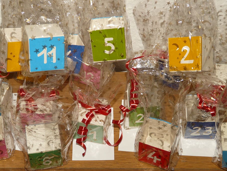 cube, number, advent calendar, advent, christmas time, gift, packaging, indoors, multi colored, still life