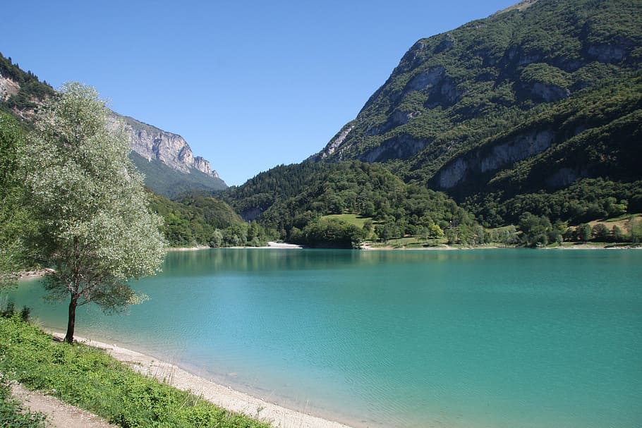 tenno more, turquoise, water, nature, italy, mountain, tree, scenics - nature, plant, tranquil scene