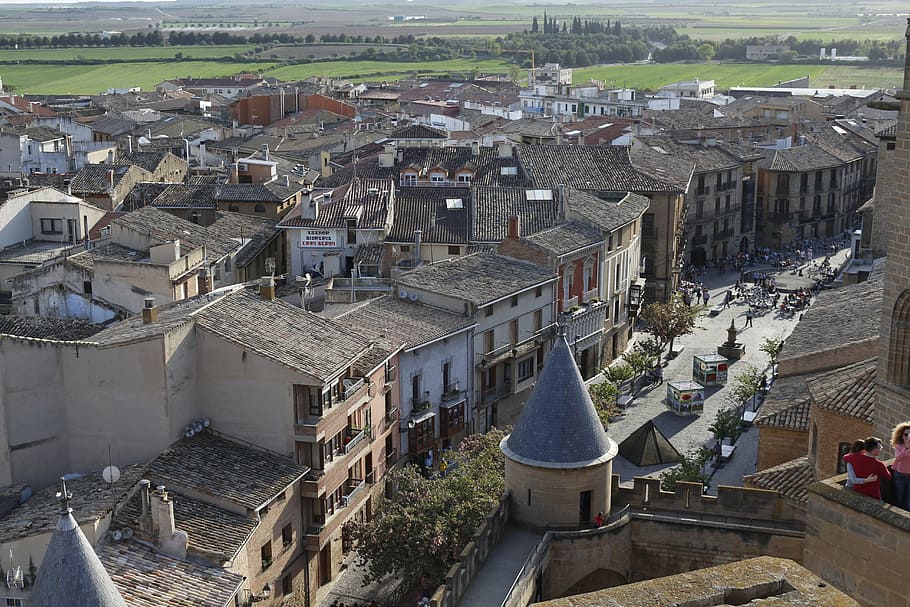 olite, navarre, spanyol, kastil, arsitektur, abad pertengahan, kuno, eropa, cityscape, atap