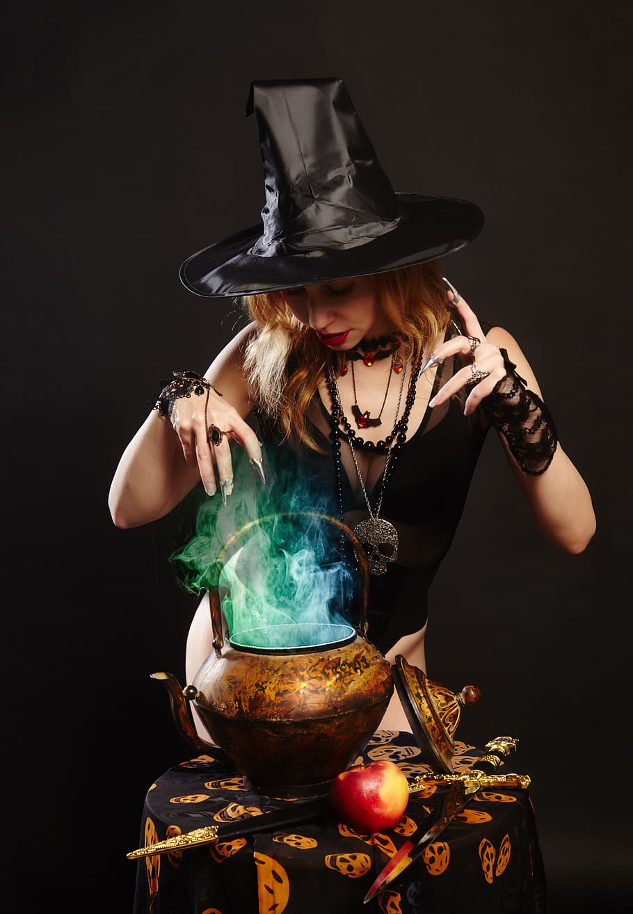 bruja, magia, halloween, brujería, sombrero, hechizo, tarot, astrología, gótico, fantasía