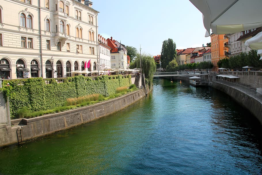 ljubljana, slovenia, republic of slovenia, tourism, built structure, architecture, building exterior, water, bridge, canal